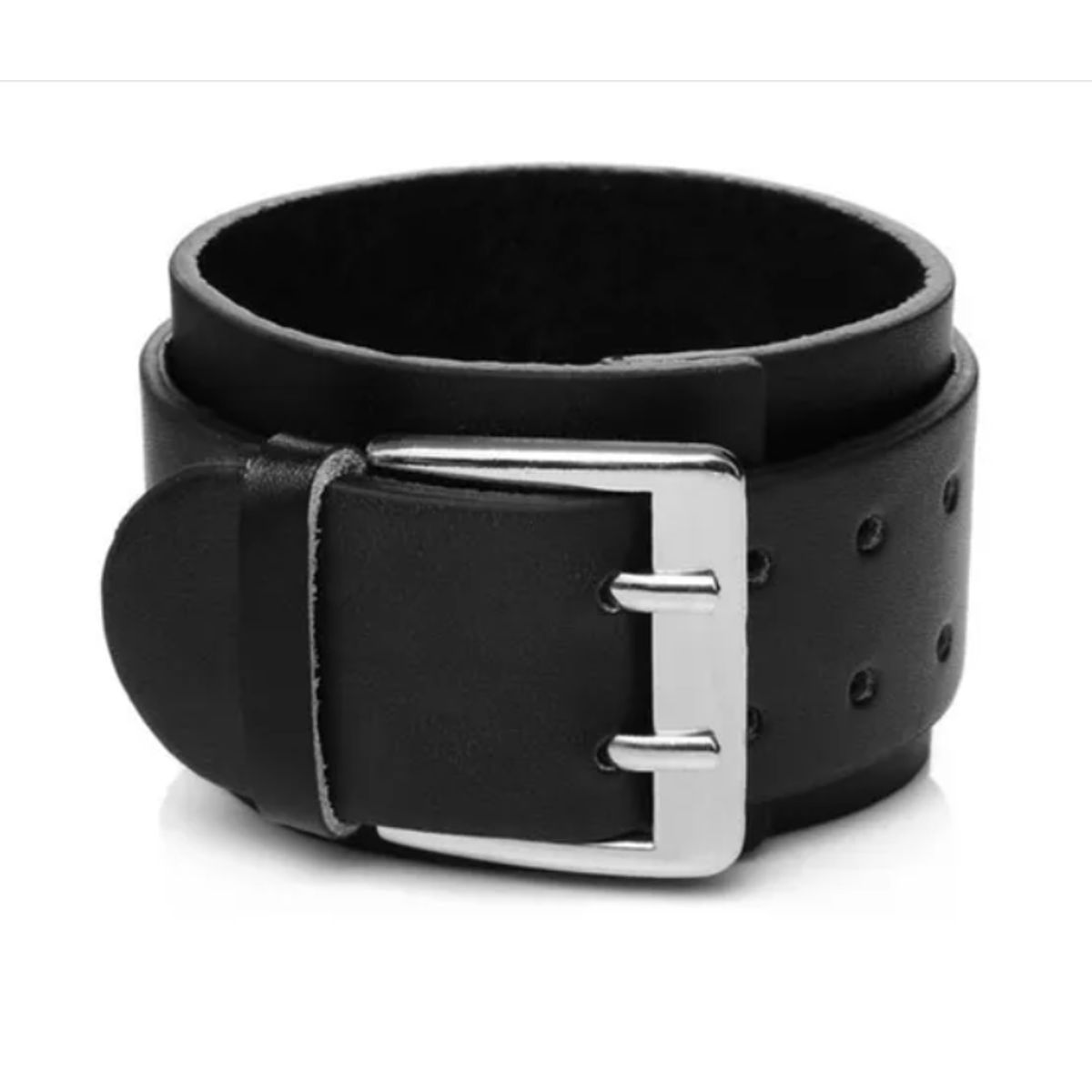 GENERICO - Pulsera De Cuero Negro Punk Rock Hombre Mujer Moda Royal Madriz