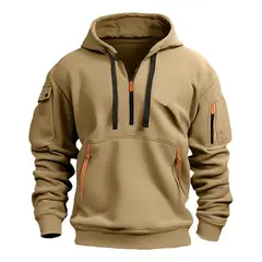 GIOIO - Chamarra De Sudadera Multibolsillos Ligera Caqui Para Hombre