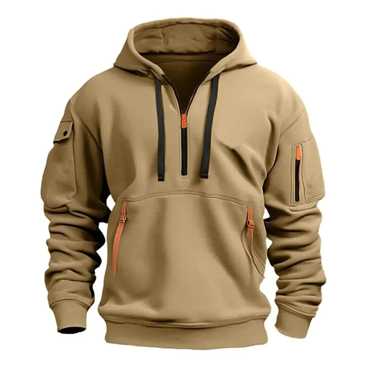 GIOIO - Chamarra De Sudadera Multibolsillos Ligera Caqui Para Hombre