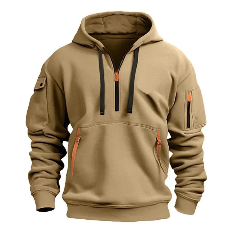 GIOIO - Chamarra De Sudadera Multibolsillos Ligera Caqui Para Hombre