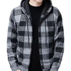GIOIO - Chamarra A Cuadros Con Capucha Para Hombre