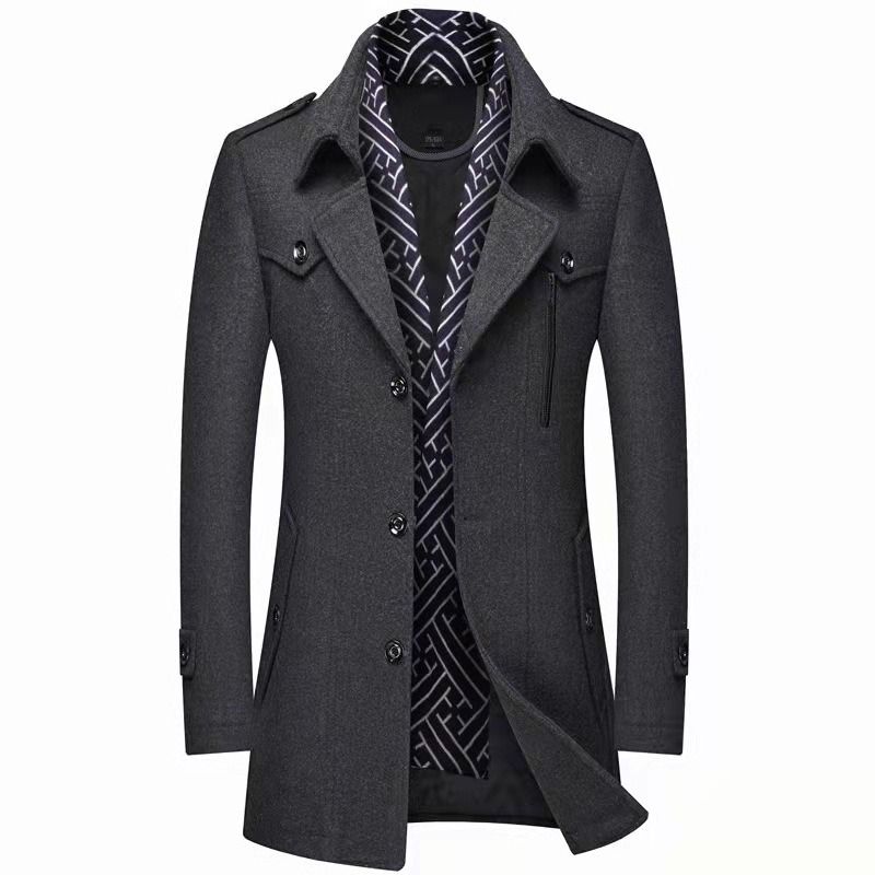 GIOIO - Abrigo Hombre Casual Delgado Y Cálido De Lana Moda Gabardina