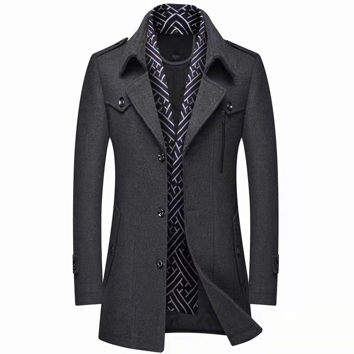 GIOIO - Abrigo Hombre Casual Delgado Y Cálido De Lana Moda Gabardina