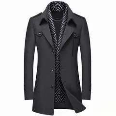 GIOIO - Abrigo Hombre Casual Delgado Y Cálido De Lana Moda Gabardina