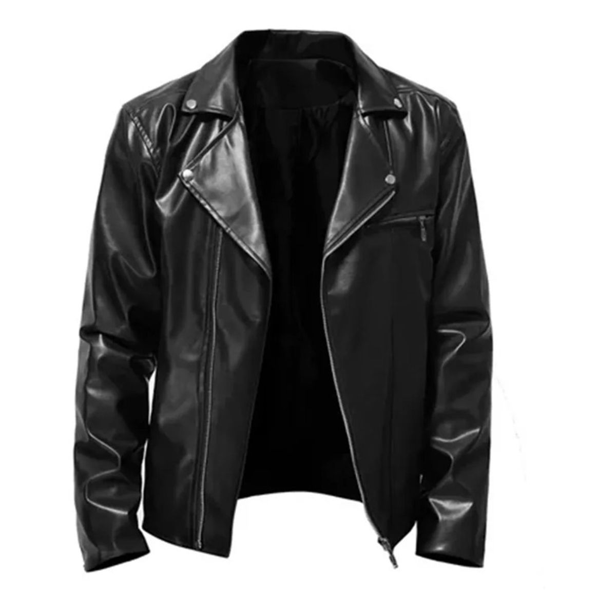 GIOIO - Chamarra De PU Casual Ajustada Para Locomotoras Gabardina