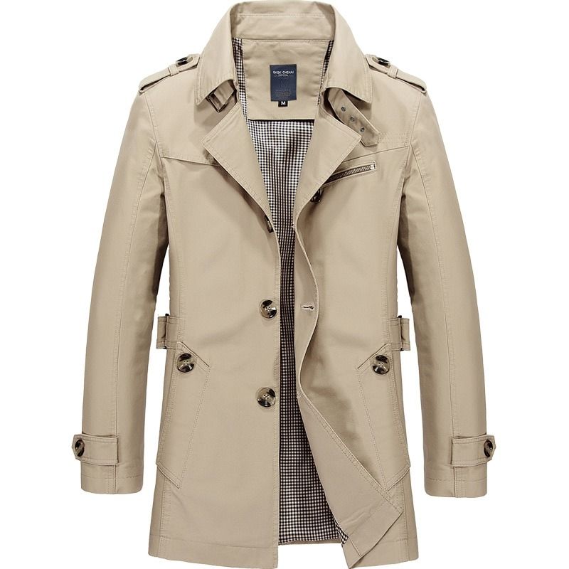GIOIO - Chaqueta Hombre Algodón Puro Largo Casual Grande Liso Elegante​