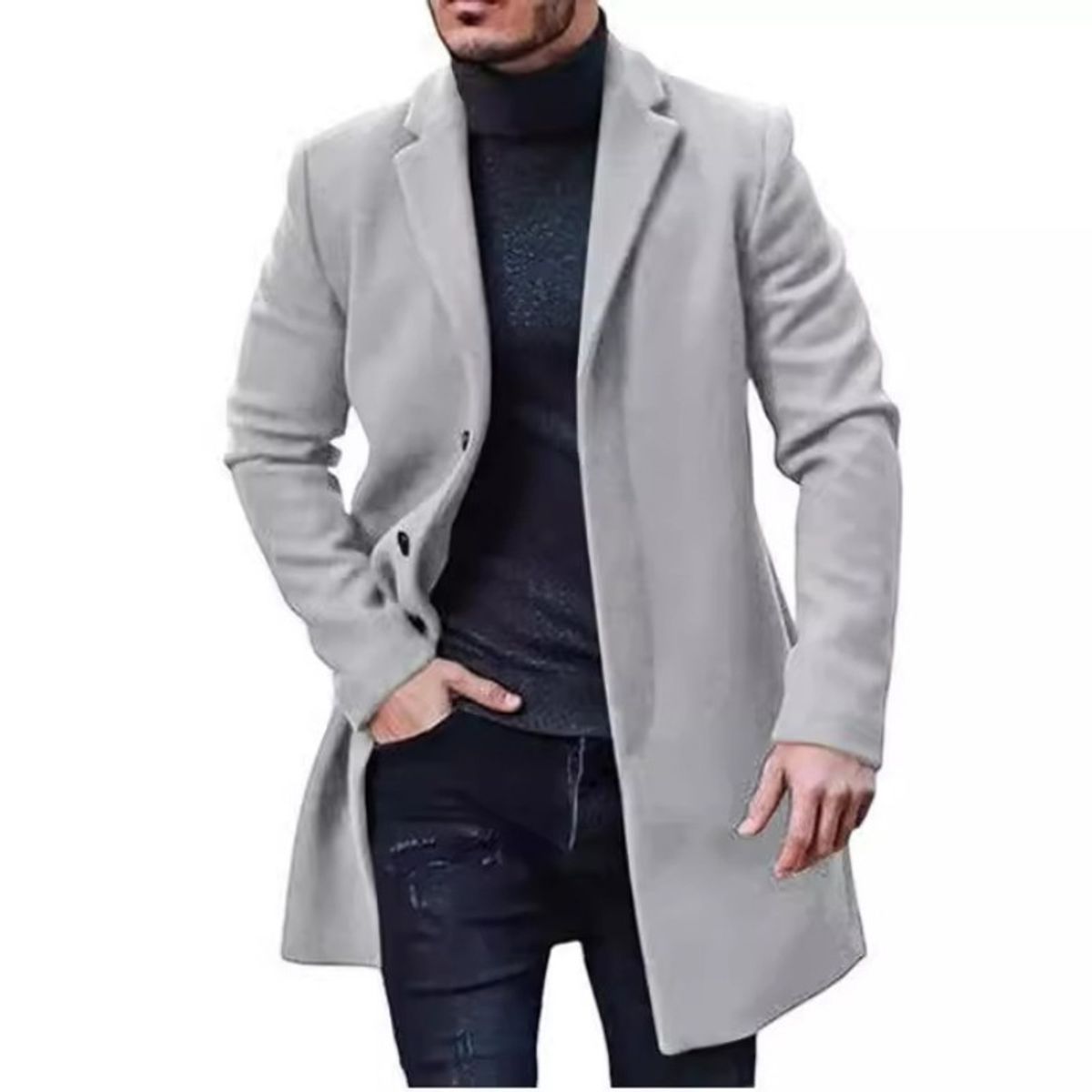 GIOIO - Gabardina Hombre Mezcla Lana Mediano Clásico Ligero Edición Limitada​