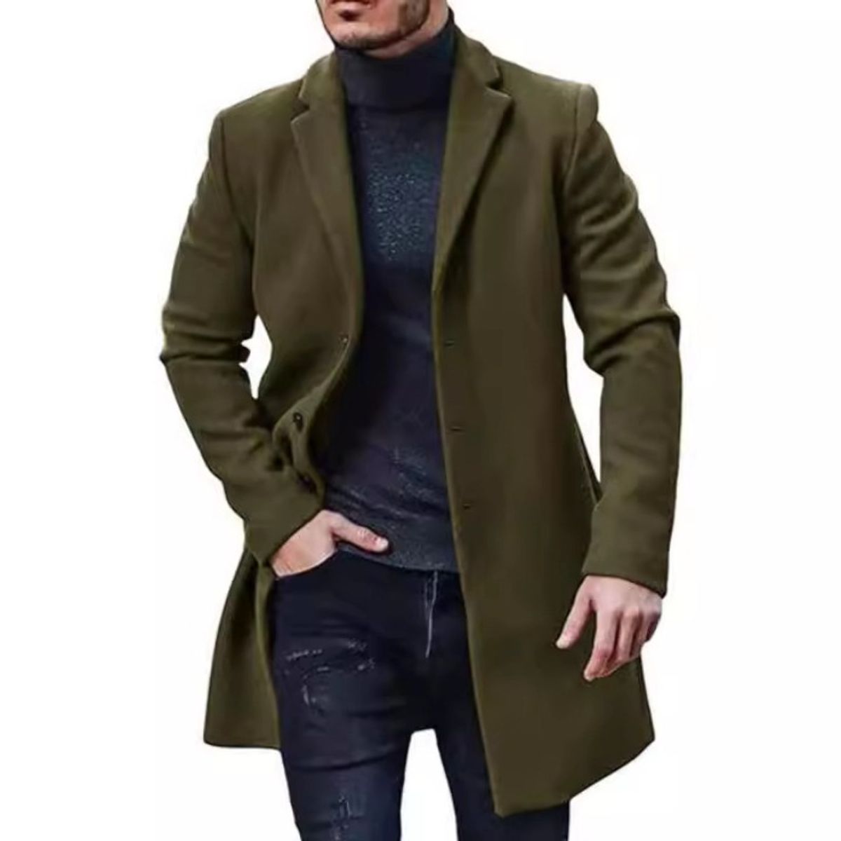 GIOIO - Gabardina Hombre Mezcla Lana Mediano Clásico Ligero Edición Limitada​