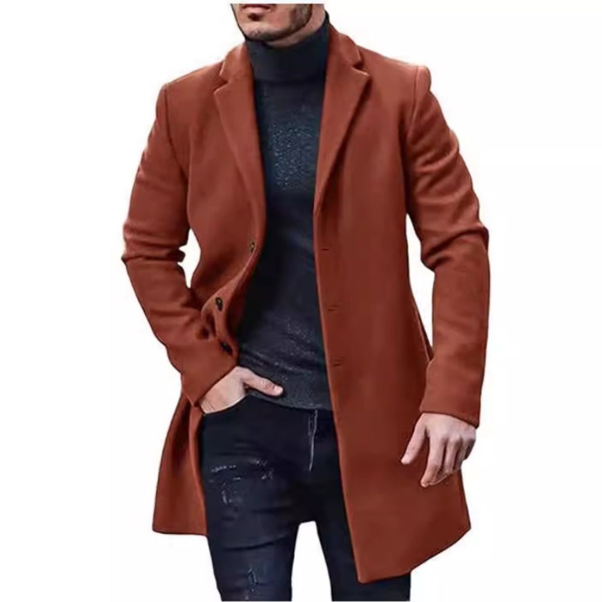 GIOIO - Gabardina Hombre Mezcla Lana Mediano Clásico Ligero Edición Limitada​
