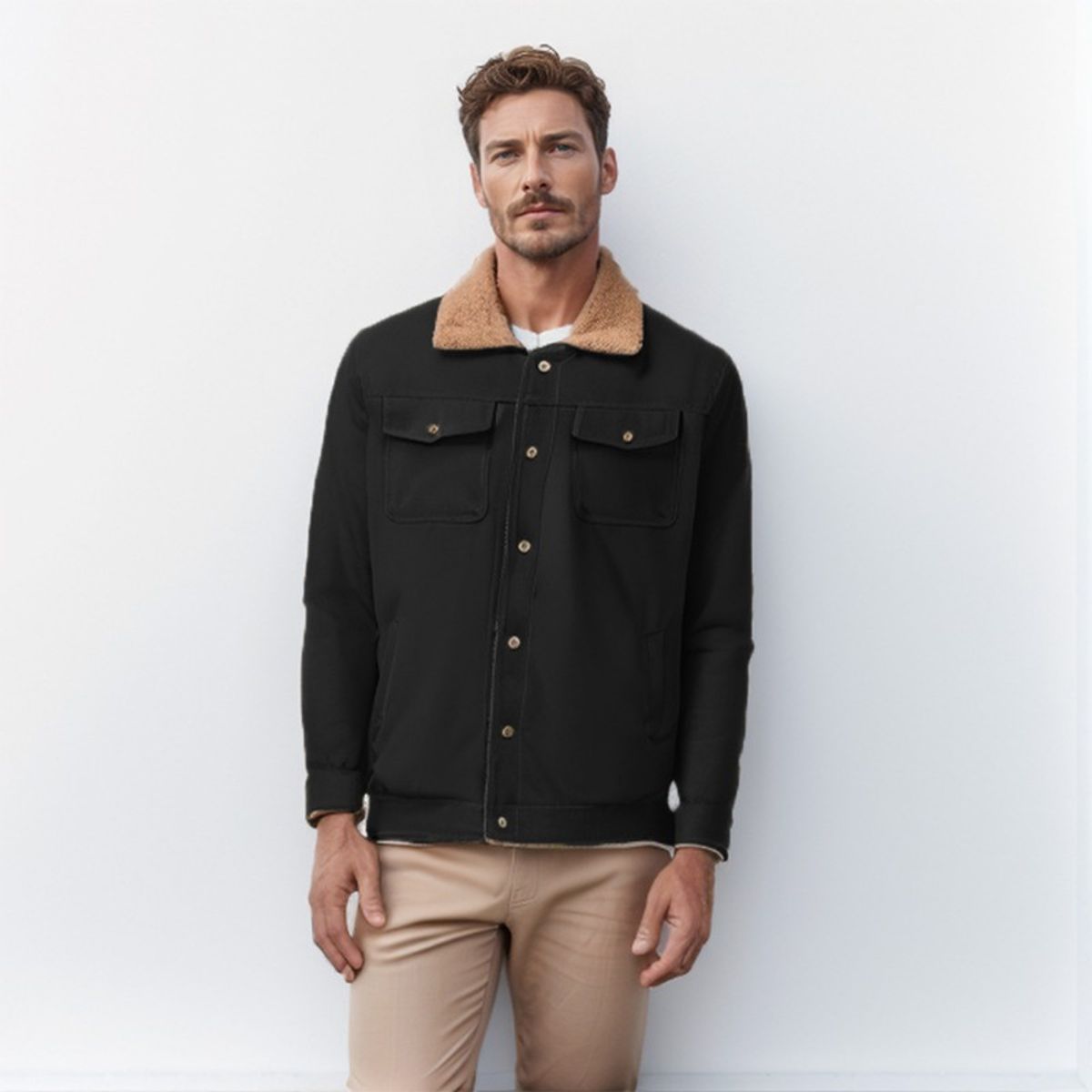 GIOIO - Cazadora Hombre Algodón Térmico Estilo Trabajo Urbano Premium​