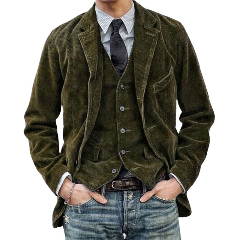 GIOIO - Chaqueta Vestir Hombre Pana Un Botón Casual Elegante Ajustado​