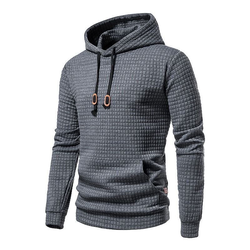 GIOIO - Buzo Hombre Jacquard Cuadros Capucha Relajado Urbano Básico​