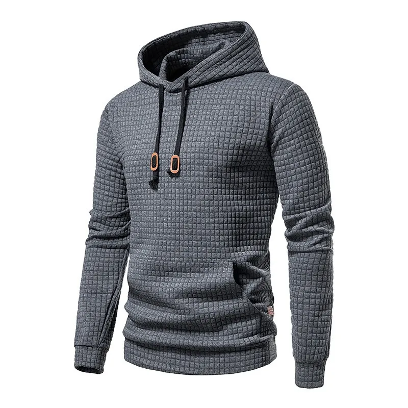 GIOIO - Buzo Hombre Jacquard Cuadros Capucha Relajado Urbano Básico​
