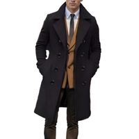 Abrigo Hombre Lana Gruesa Mediano Doble Botón Corte Preciso Elegante​
