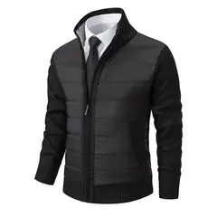 GIOIO - Cárdigan Hombre Tejido Grueso Cuello Alto Forro Polar Urbano Liso​