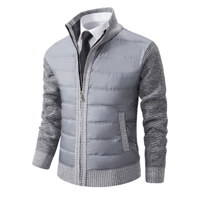 GIOIO - Cárdigan Hombre Tejido Grueso Cuello Alto Forro Polar Urbano Liso​