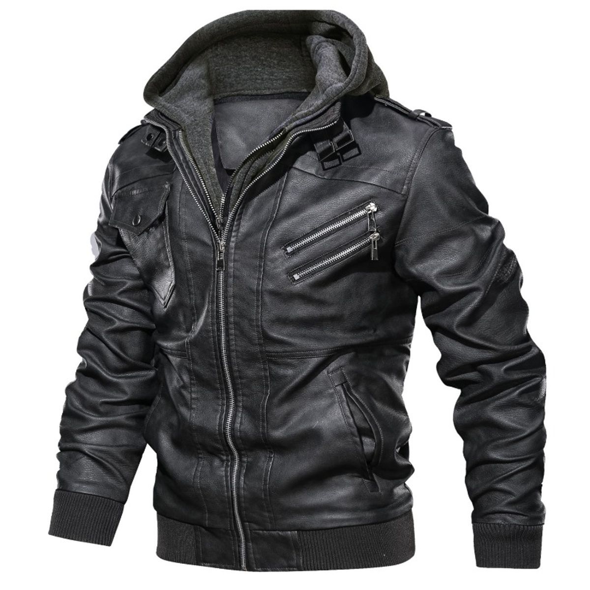 GIOIO - Chaqueta Hombre Sintético Lavado Capucha Urbano Vanguardista Premium