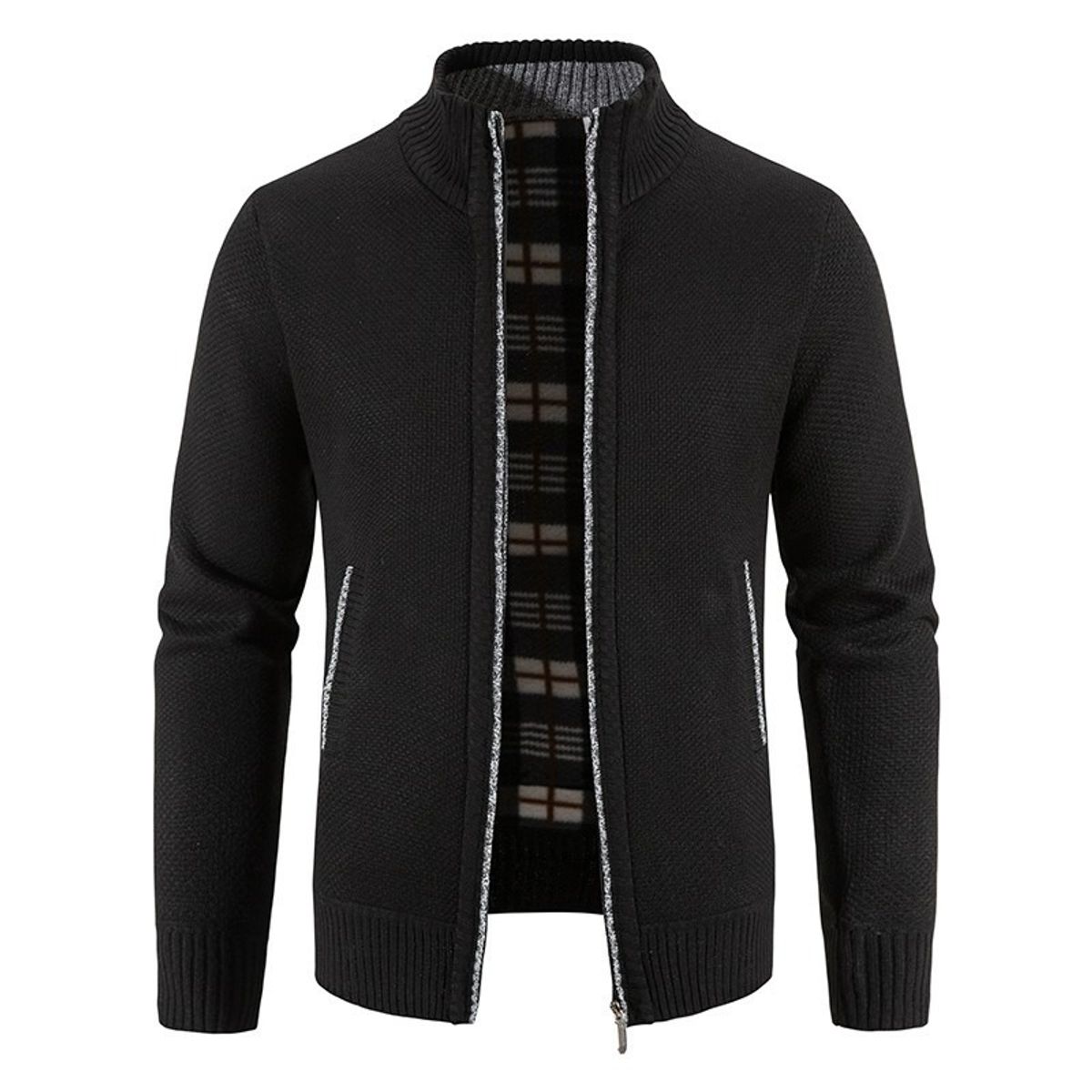 GIOIO - Cárdigan Hombre Forro Polar Tejido Grueso Cuello Alto Corte Urbano​
