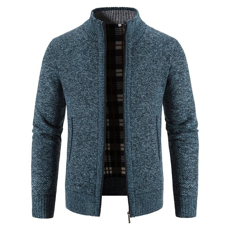 GIOIO - Cárdigan Hombre Forro Polar Tejido Grueso Cuello Alto Corte Urbano​