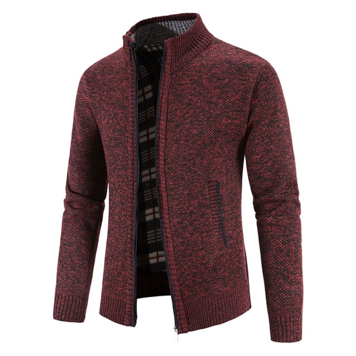 GIOIO - Cárdigan Hombre Forro Polar Tejido Grueso Cuello Alto Corte Urbano​