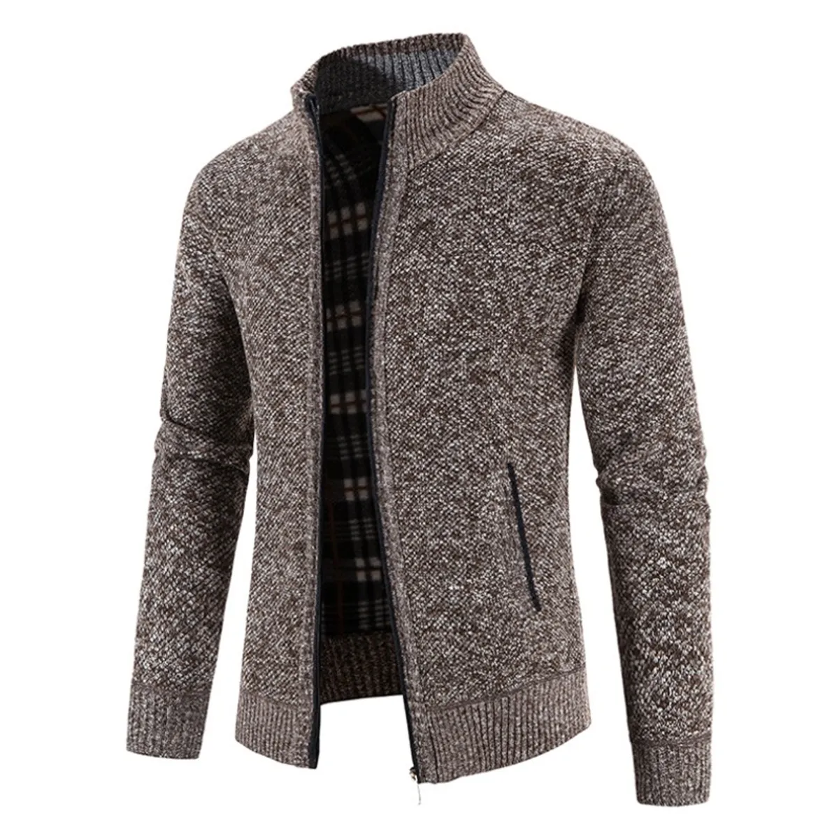 GIOIO - Cárdigan Hombre Forro Polar Tejido Grueso Cuello Alto Corte Urbano​