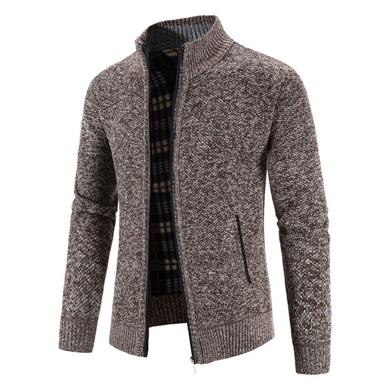 GIOIO - Cárdigan Hombre Forro Polar Tejido Grueso Cuello Alto Corte Urbano​