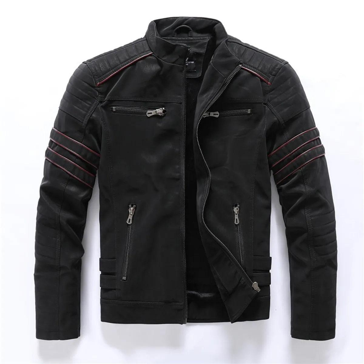 GIOIO - Chaqueta Sintética Hombre Matizado Corte Delgado Estilo Moto Urbano