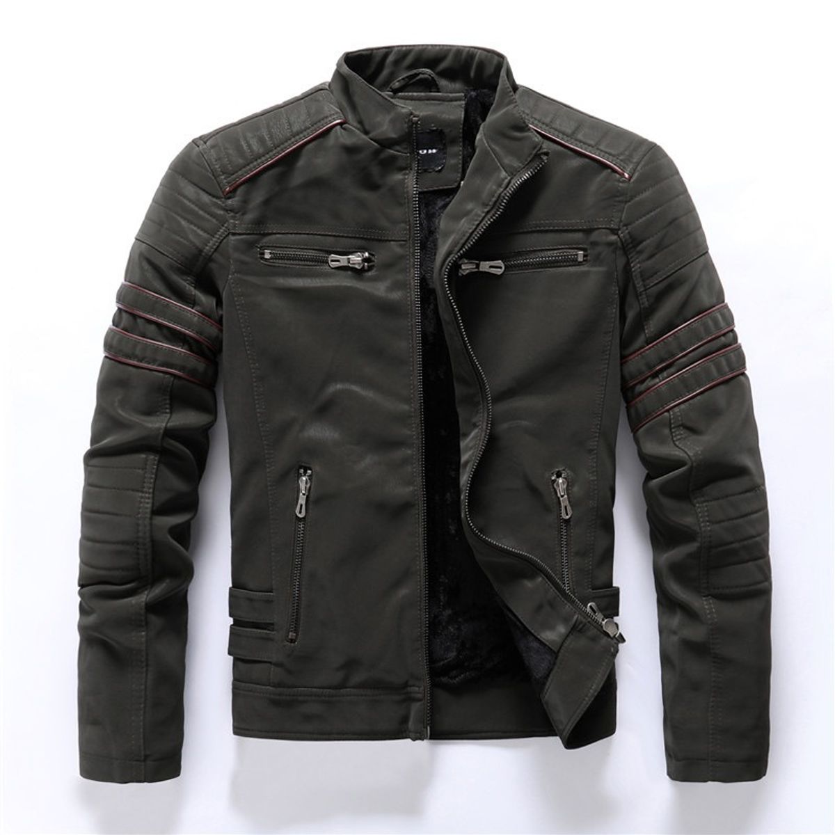 GIOIO - Chaqueta Sintética Hombre Matizado Corte Delgado Estilo Moto Urbano