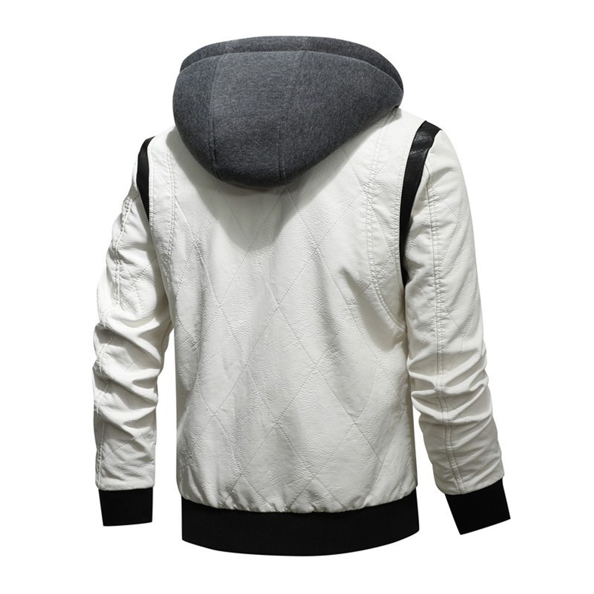 GIOIO - Chaqueta Hombre Sintético Cuello Alto Capucha Punto Corte Asiático