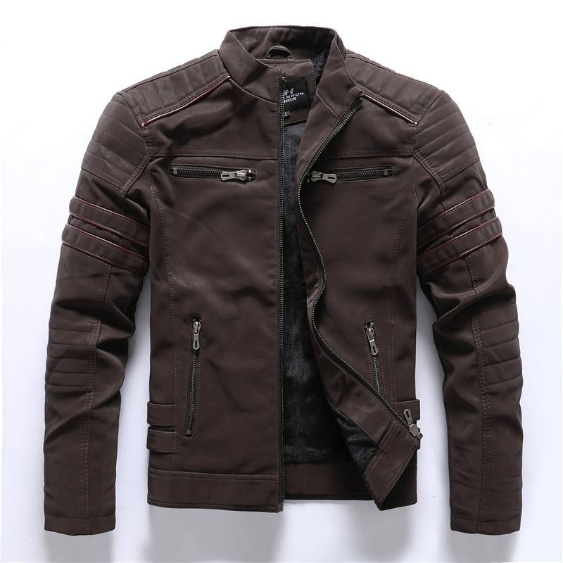 GIOIO - Chaqueta Sintética Hombre Matizado Corte Delgado Estilo Moto Urbano