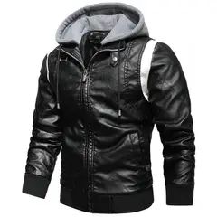GIOIO - Chaqueta Hombre Sintético Cuello Alto Capucha Punto Corte Asiático