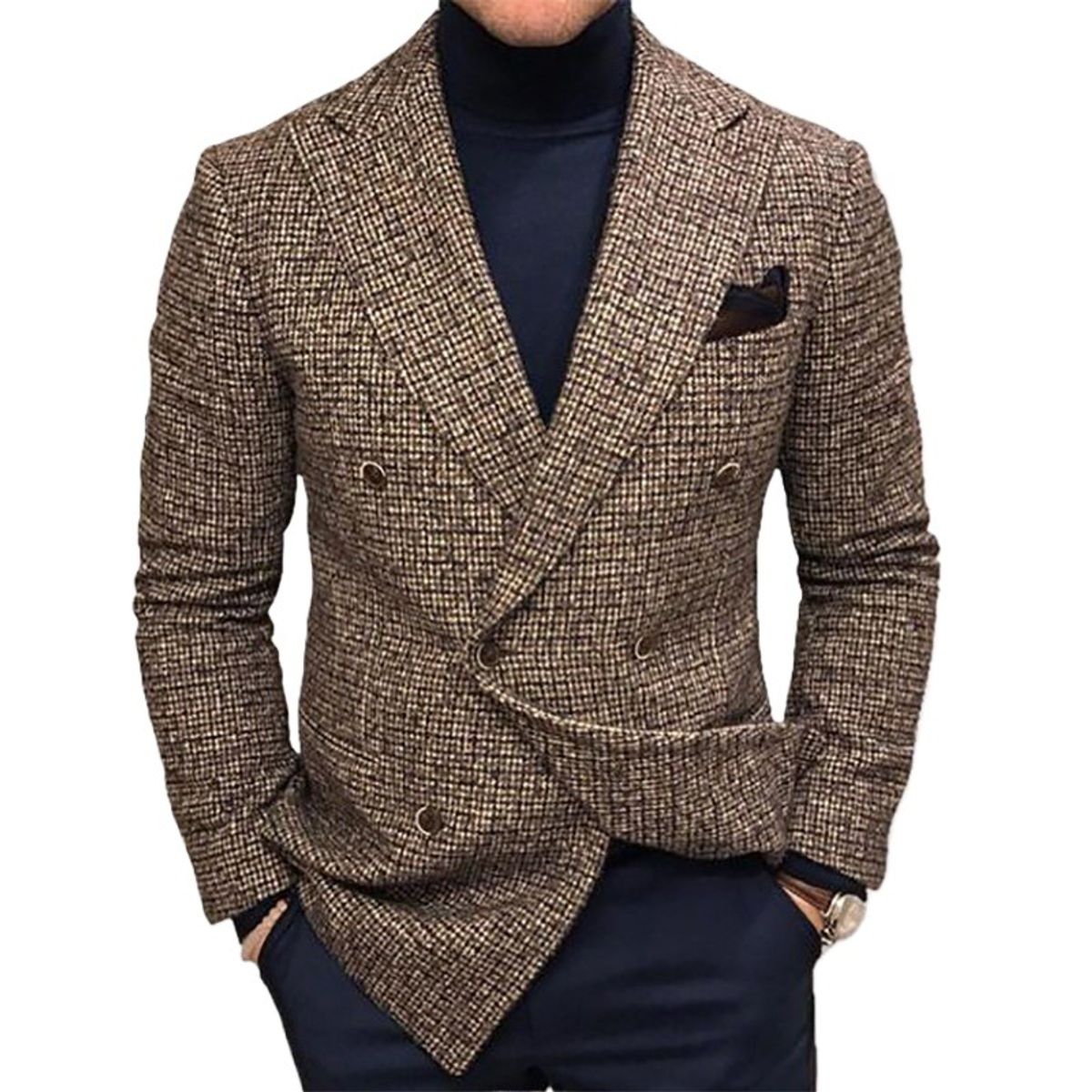 GIOIO - Saco Hombre Urbano Elegante Mezcla Lana Corte Clásico Diario​