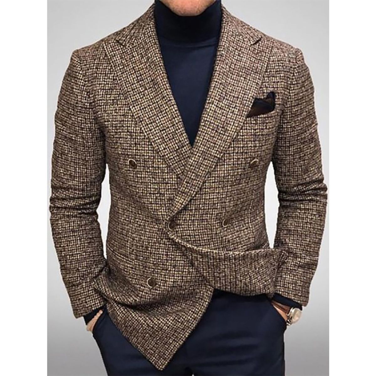 GIOIO - Saco Hombre Urbano Elegante Mezcla Lana Corte Clásico Diario​