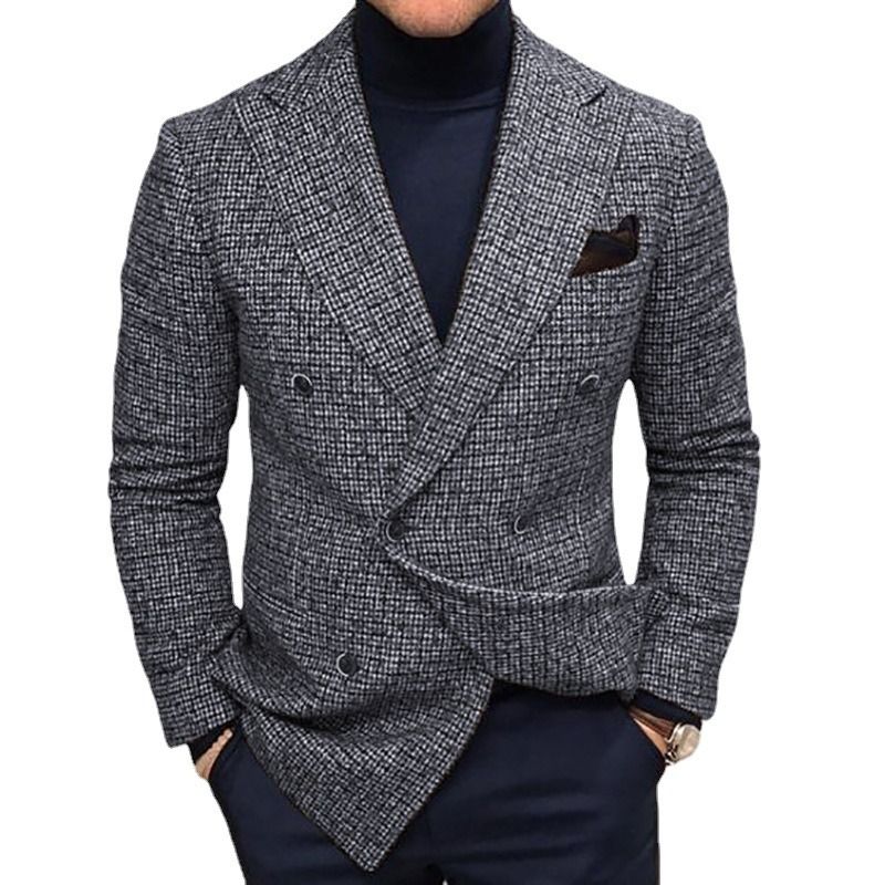 GIOIO - Saco Hombre Urbano Elegante Mezcla Lana Corte Clásico Diario​