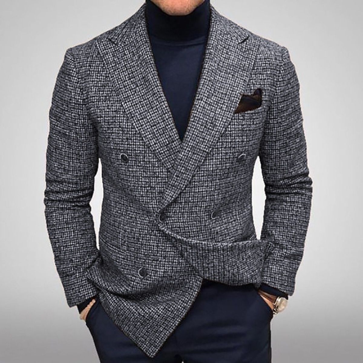 GIOIO - Saco Hombre Urbano Elegante Mezcla Lana Corte Clásico Diario​