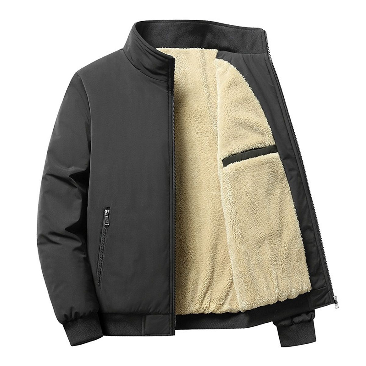 GIOIO - Chaqueta Hombre Algodón Térmico Cuello Alto Grueso Corte Preciso