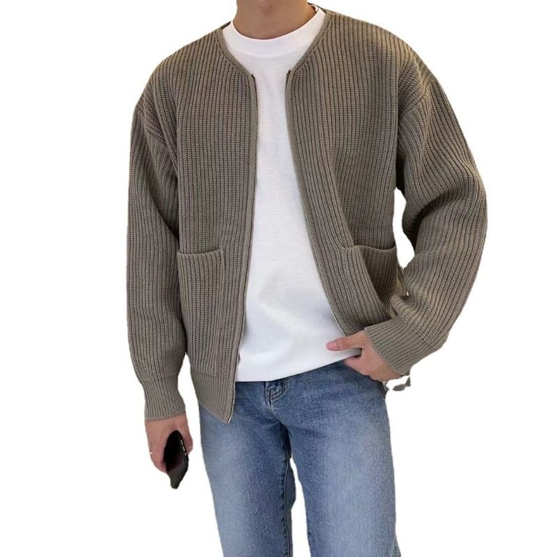 GIOIO - Cárdigan Hombre Urbano Relajado Algodón Holgado Básico Moderno​
