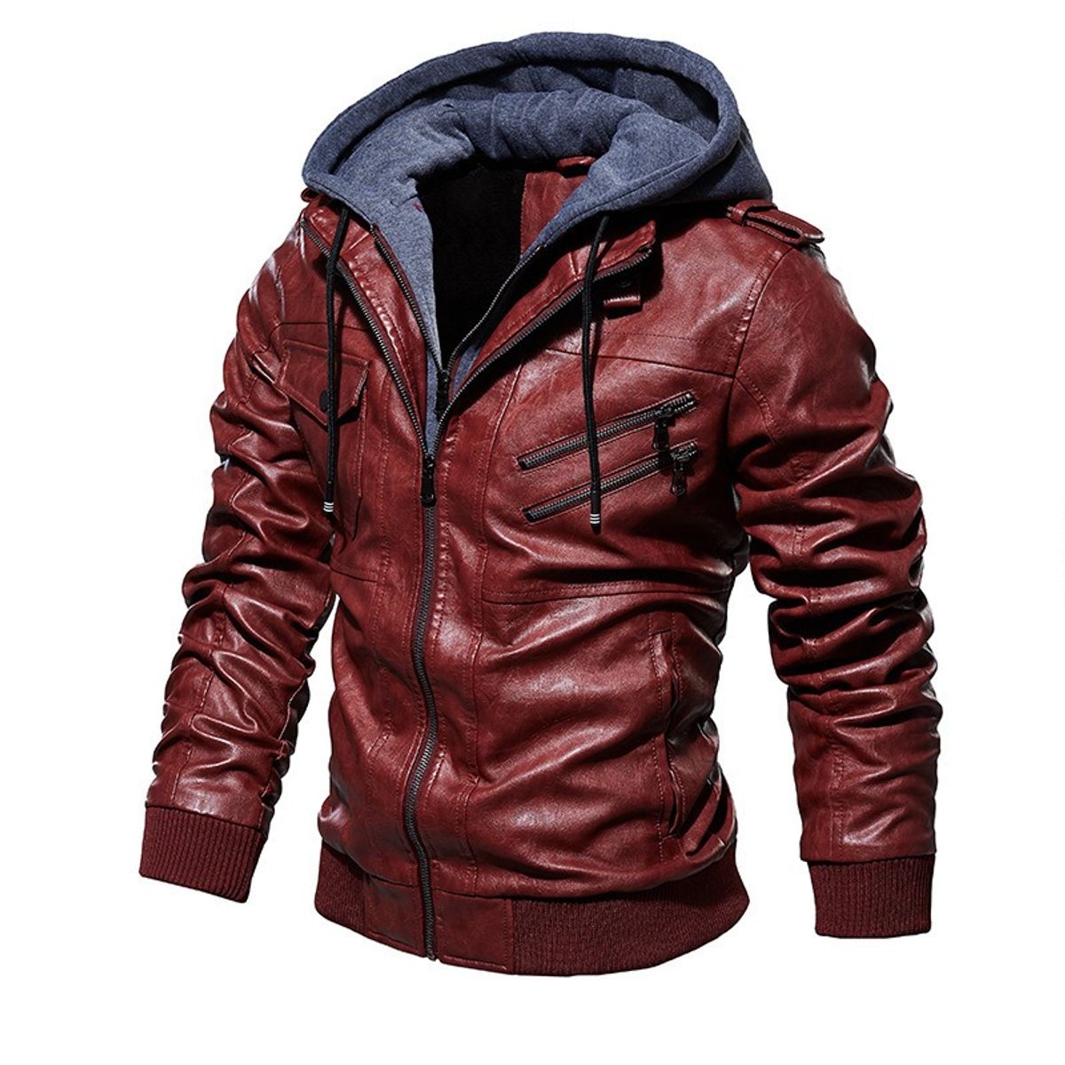 GIOIO - Chaqueta Sintética Hombre Capucha Cremallera Urbana Premium​