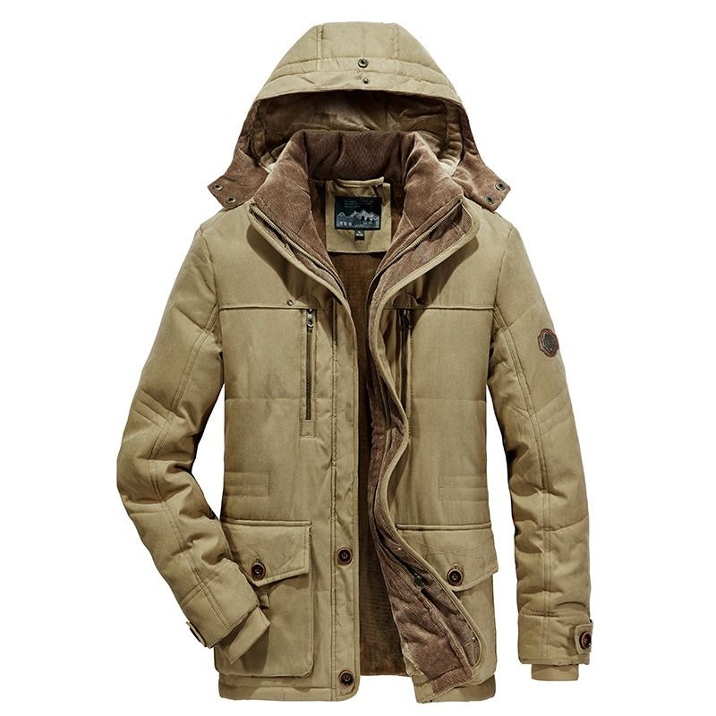 GIOIO - Abrigo Hombre Urbano Forro Polar Grueso Múltiples Bolsillos Capucha​