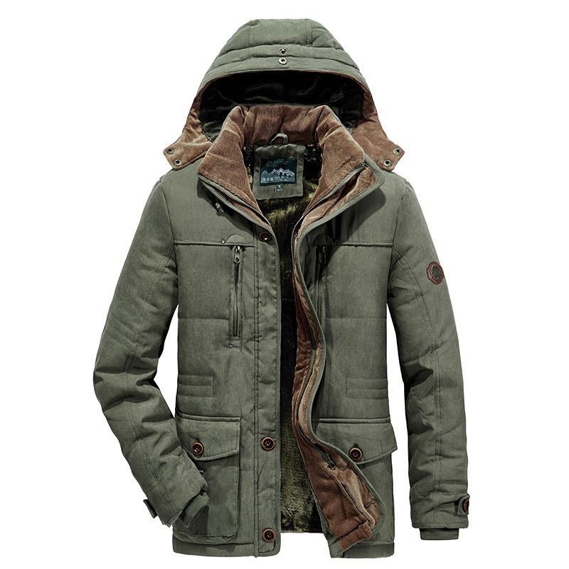 GIOIO - Abrigo Hombre Urbano Forro Polar Grueso Múltiples Bolsillos Capucha​