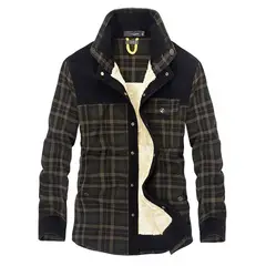GIOIO - Camisa Abrigo Hombre Algodón Térmico Cuadros Urbano Elegante Grueso