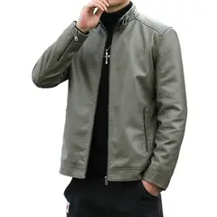 GIOIO - Chaqueta Sintética Hombre Cuello Alto Ajustado Corte Asiático Urbano