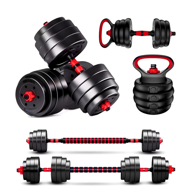 YEP S - Set Mancuernas Barra Rusa Ajustables 20 Kg 4 En 1 Negro