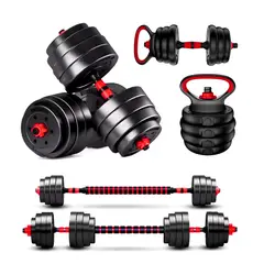 YEP S - Set Mancuernas 20 Kg Barra Rusa 4 En 1 - Negro