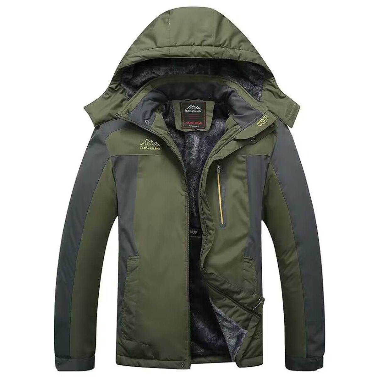 GIOIO - Chaqueta Técnica Hombre Urbana Capucha Térmica Forro Polar Grueso