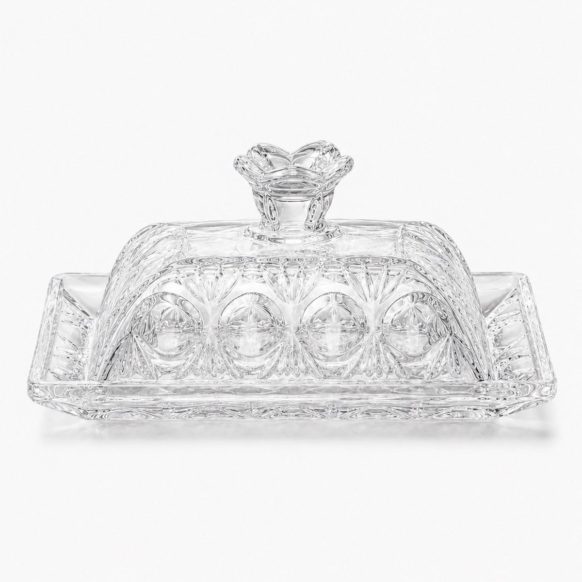 HOMESTAR - Mantequillera de vidrio transparente con tapa decorativa