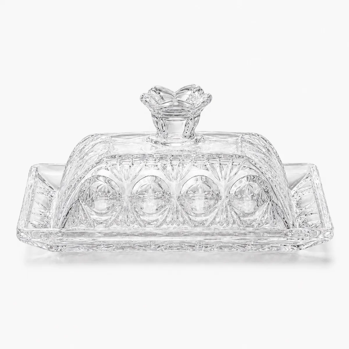 HOMESTAR - Mantequillera de vidrio transparente con tapa decorativa