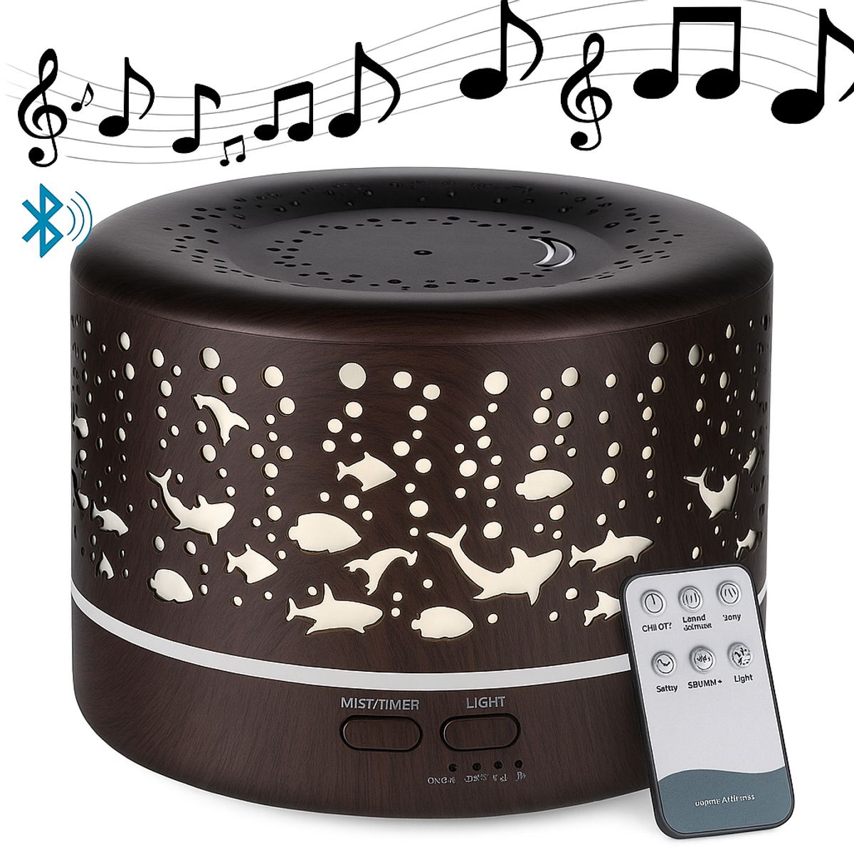 LA CASA DE LOS AROMAS - Humidificador Difusor Con Parlante Bluetooth Control Remoto