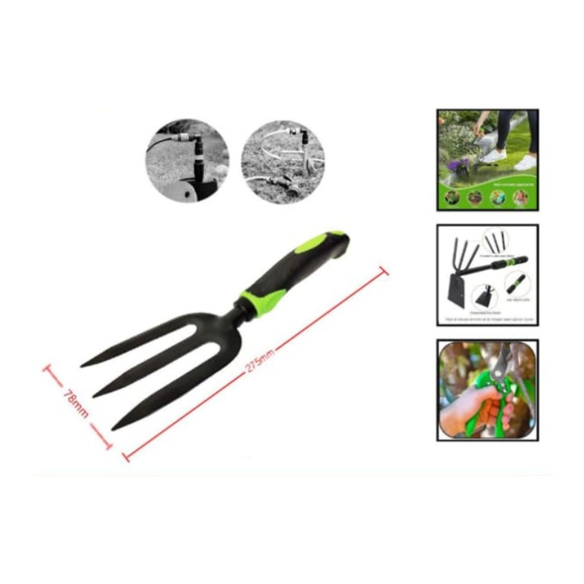 GENERICO - Rastrillo De Jardineria Acero Inoxidable 3 Puntas