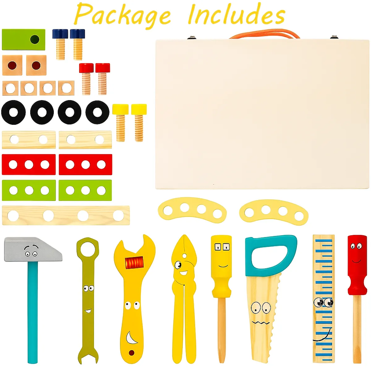 ABC - Caja de Herramientas Portátil Infantil Madera